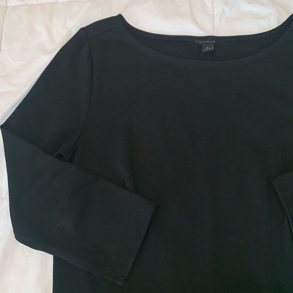 Ann Taylor Bateau Boatneck Peplum Black blouse M - Picture 2 of 5